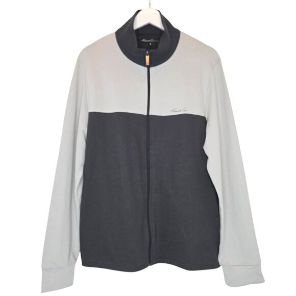 KENNETH COLE NY Gray Colorblock Zip Cotton Jacket Stand Collar Men Medium Sporty - Picture 2 of 14